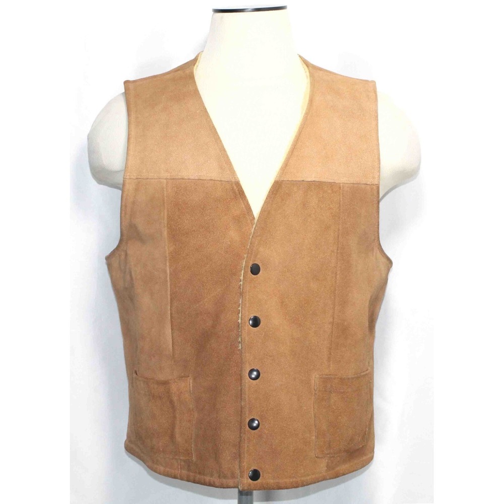 Vintage Naturaleather By Joo-Kay Western Rust Suede Leather Vest Mens Size 46